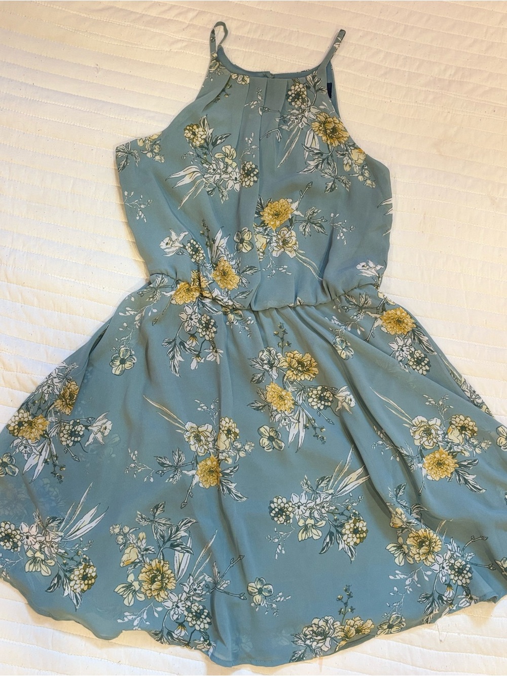 Blue Rain Floral Halter Neck Mini Dress Women's Medium